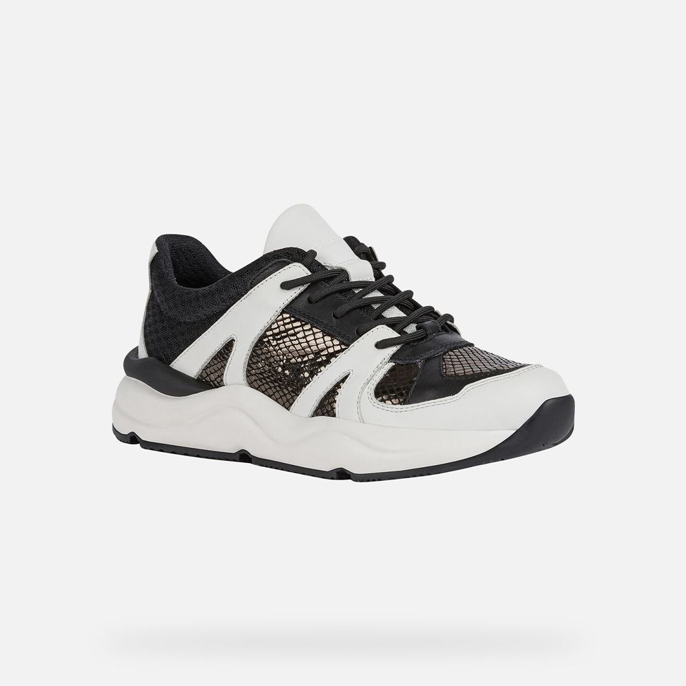 Geox Bayan Spor Ayakkabı Beyaz/Siyah - Topazio - PMF-876519